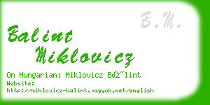 balint miklovicz business card
